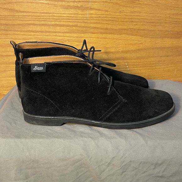 BASS Flex Step Elyse Black Suede Leather Lace-Up Booties Women’s Size 9.5 - Picture 1 of 8